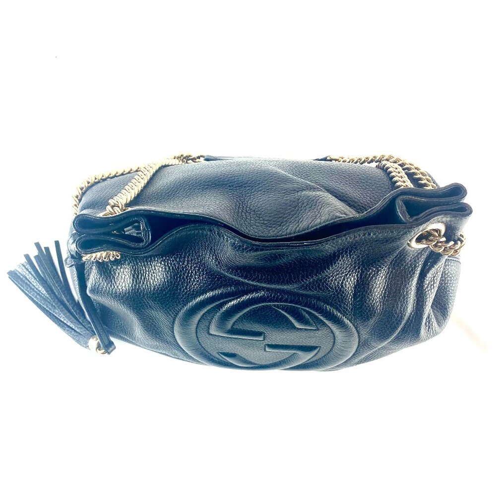 Gucci Soho Chain Handbag Interlocking GG Leather Black - Authenticity Certified - Picture 6 of 15